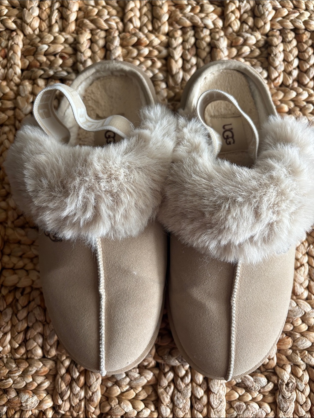 UGG Taupe Shearling-Trim Slip-Ons-size 40